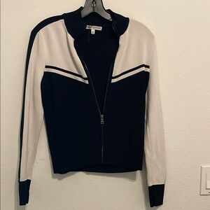 Express Black and White Bomber Jacket with Ribbed Cuffs